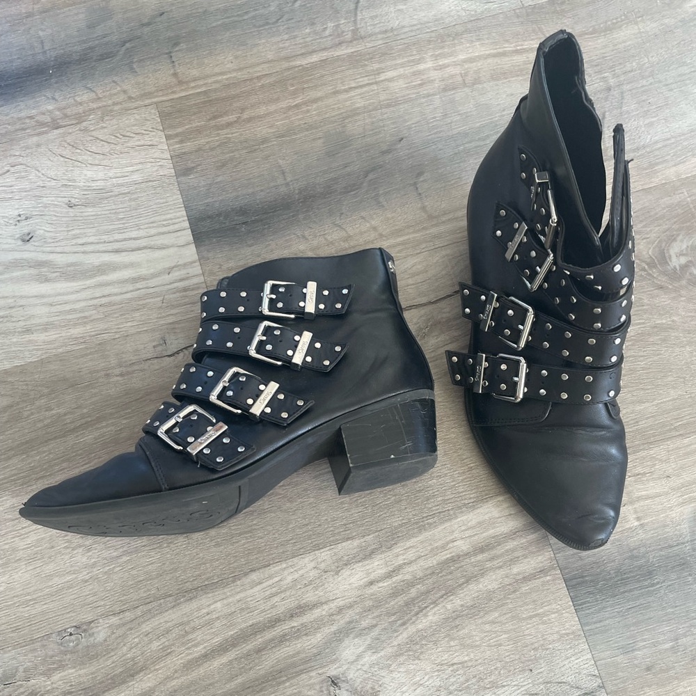 Circus by Sam Edelman black ankle booties with silver buckles
